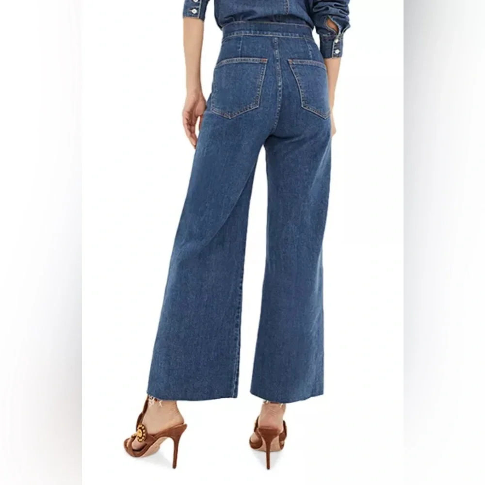 Veronica Beard Grant Patch Pocket High Rise Ankle Wide Leg Jeans - Size 31 - Picture 6 of 12